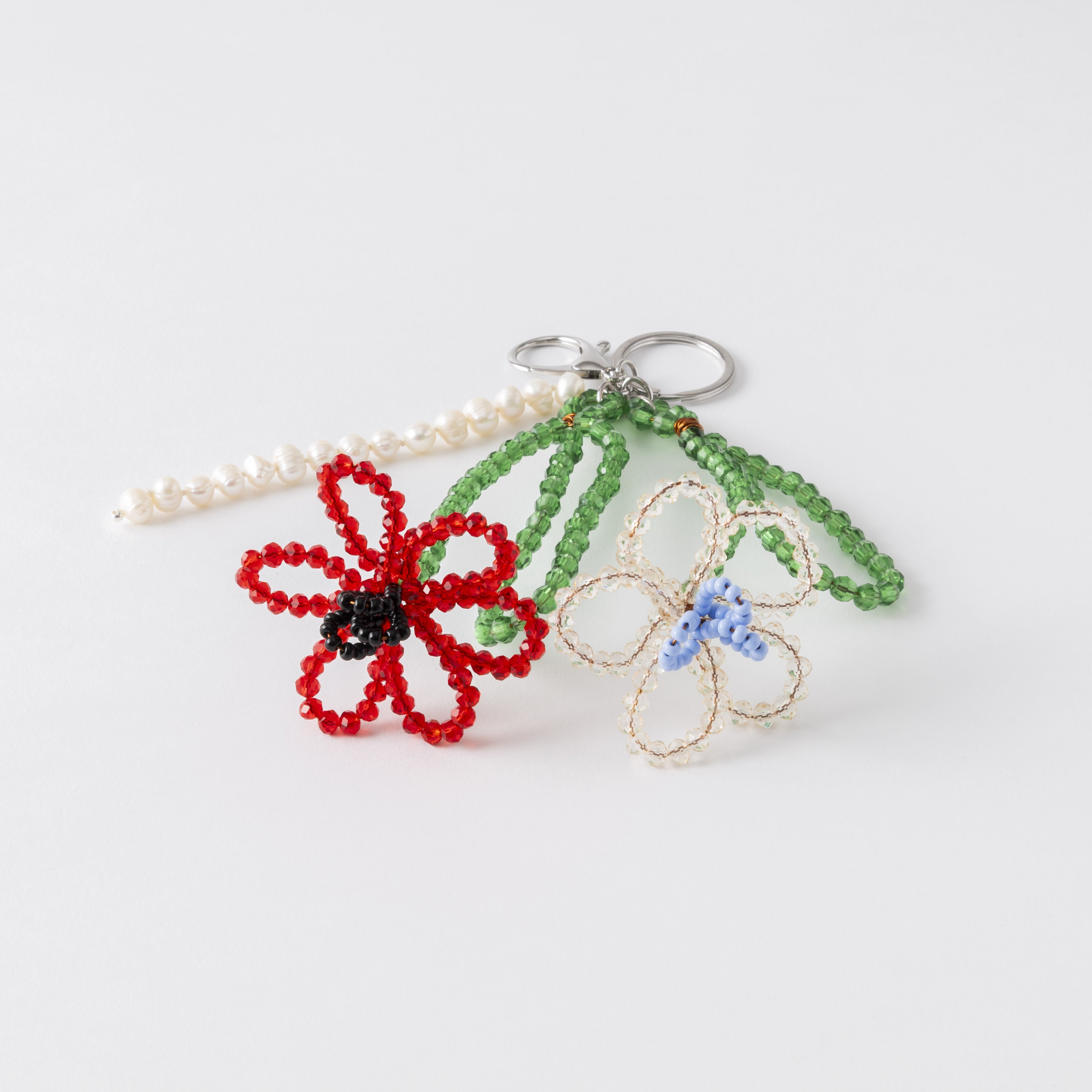 「ワイルドフラワーズ・キーリング/レッド&クリア」 Wildflowers Key-Ring /Red & Clear