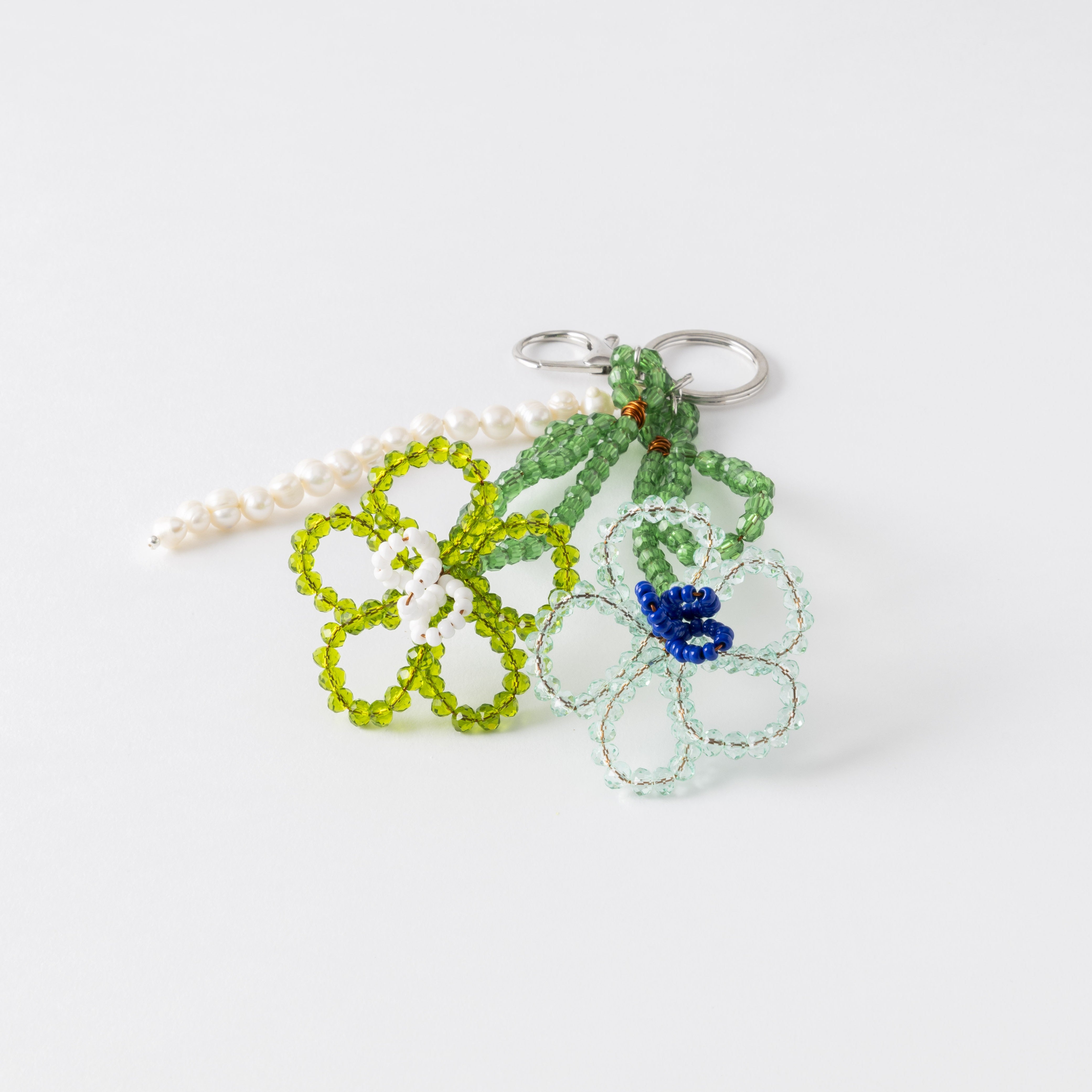「ワイルドフラワーズ・キーリング/グリーン＆空色」 Wildflowers Key-Ring / Green & Sky