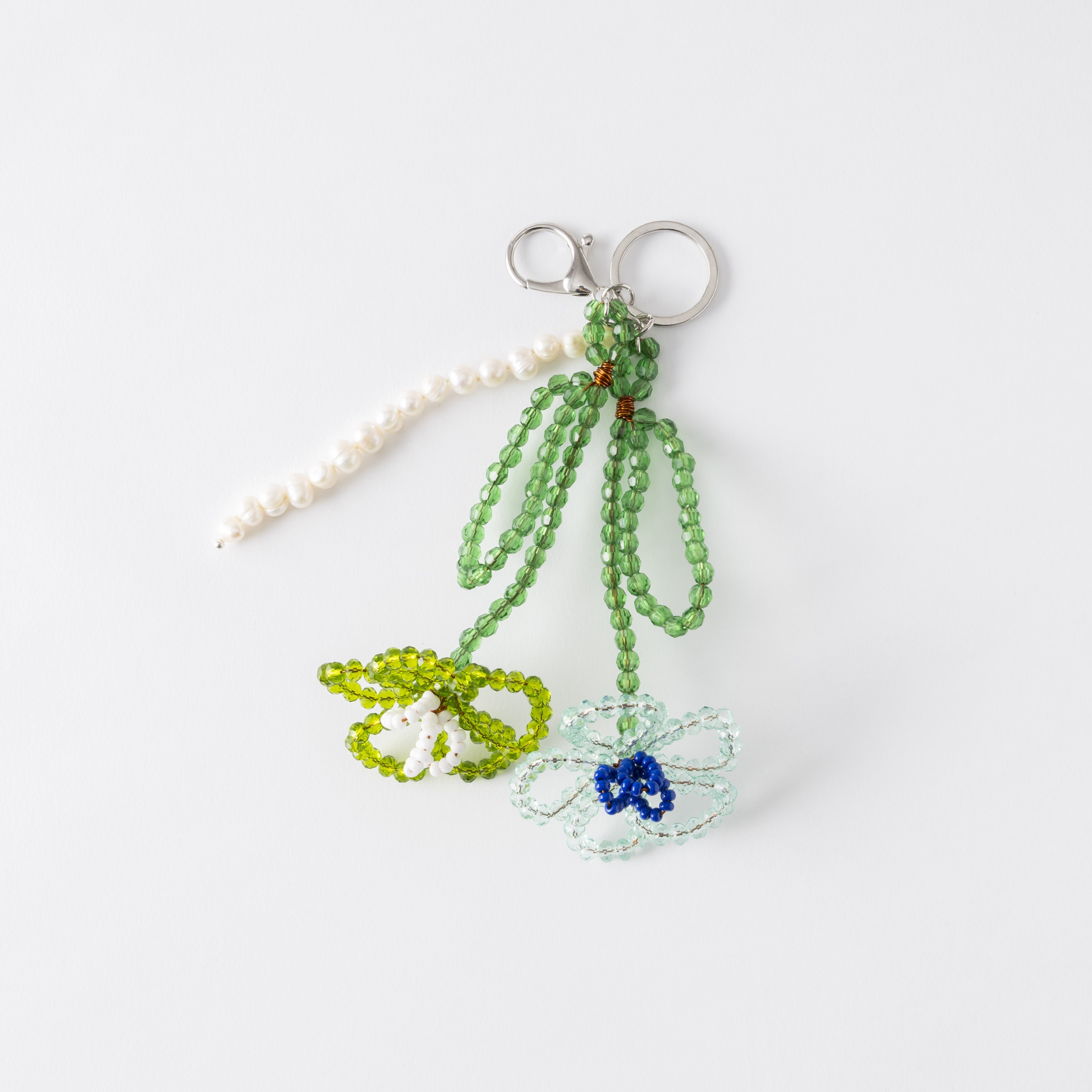 「ワイルドフラワーズ・キーリング/グリーン＆空色」 Wildflowers Key-Ring / Green & Sky