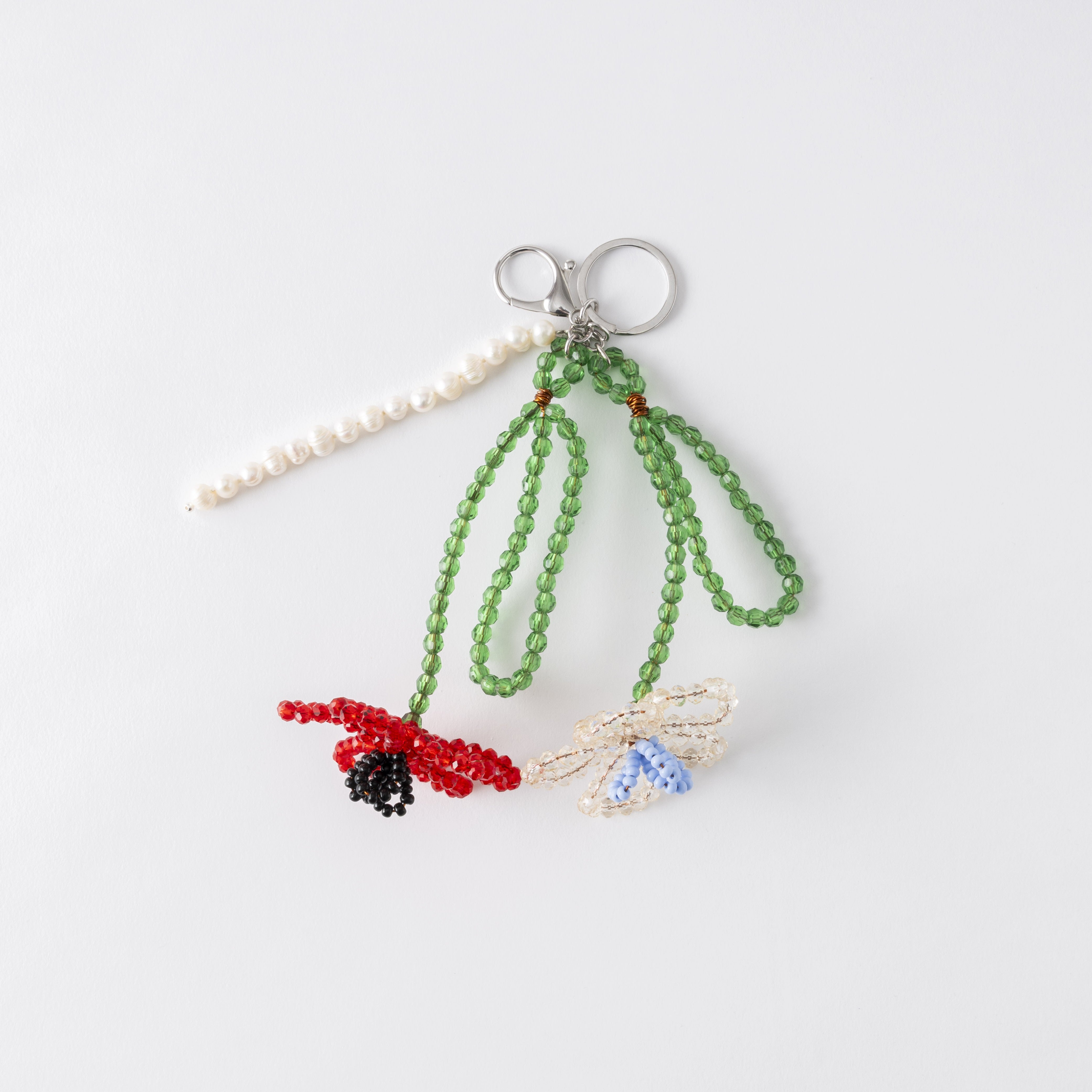 「ワイルドフラワーズ・キーリング/レッド＆クリア」 Wildflowers Key-Ring /Red & Clear