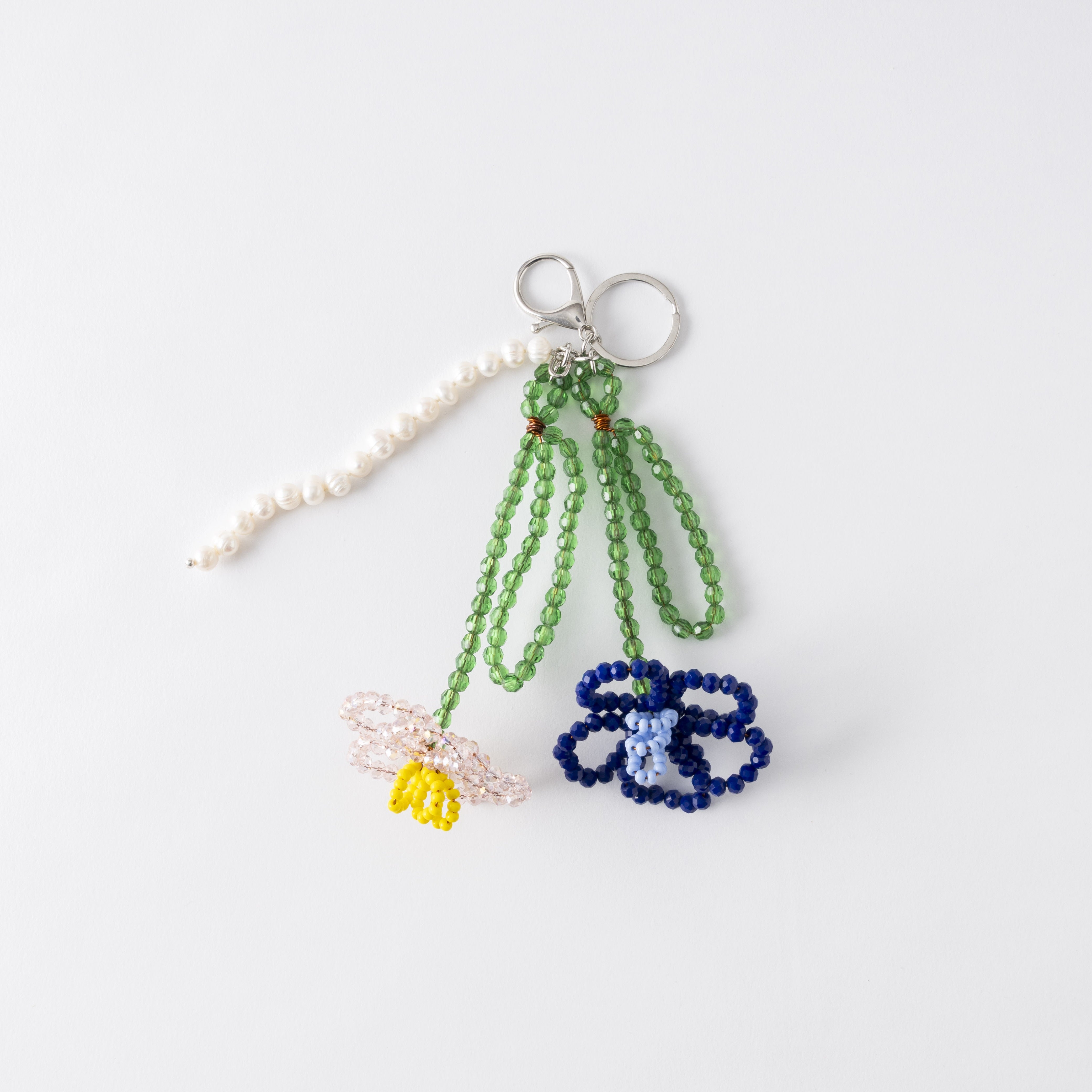 「ワイルドフラワーズ・キーリング/ピンク＆ブルー」 Wildflowers Key-Ring /Pink & Blue