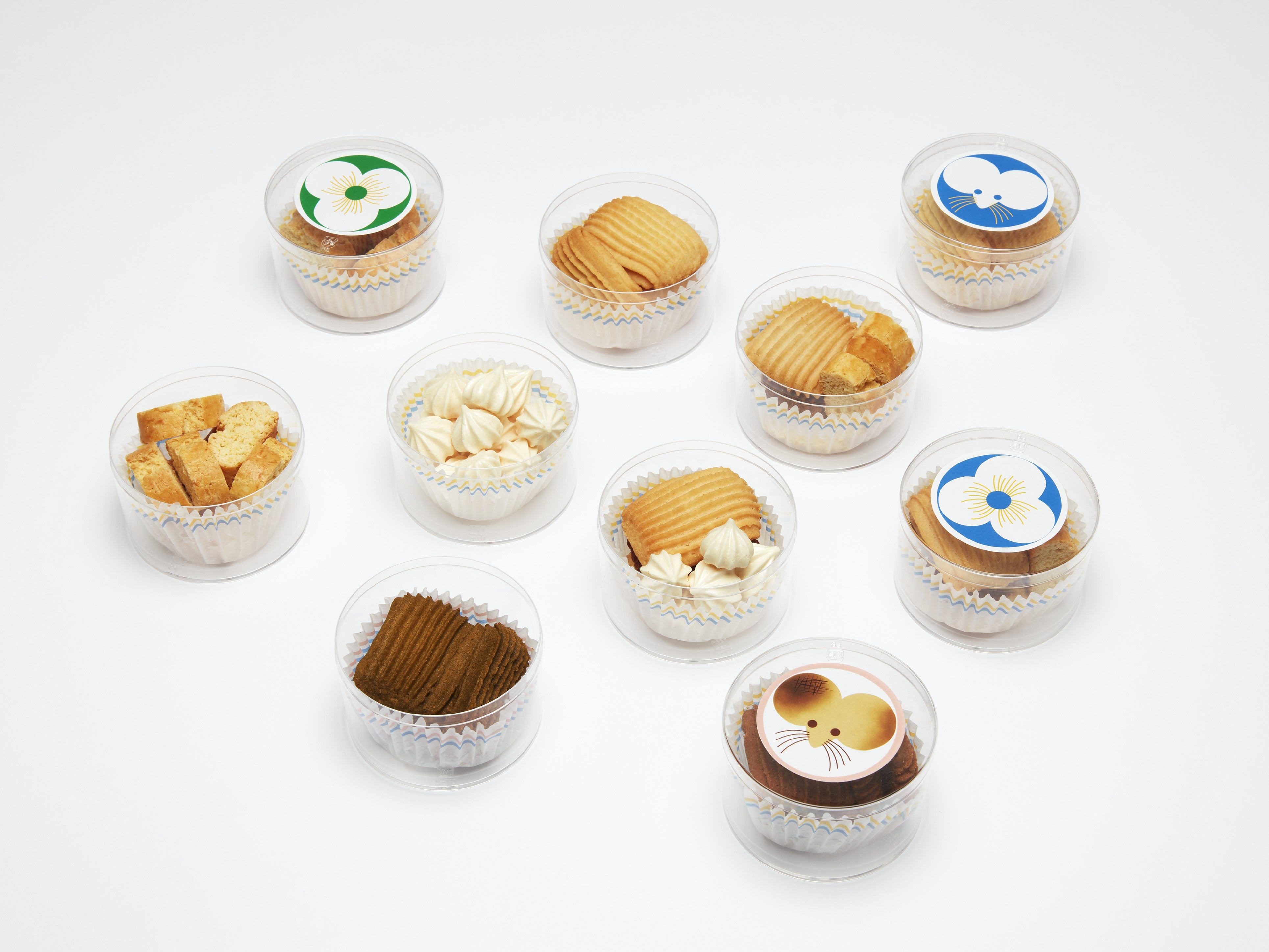 「ミニョン、ふたつの焼き｜」（レア焼きレモンメレンゲ/焦がし焼き苺メレンゲ）（各種に透明な小袋付き）