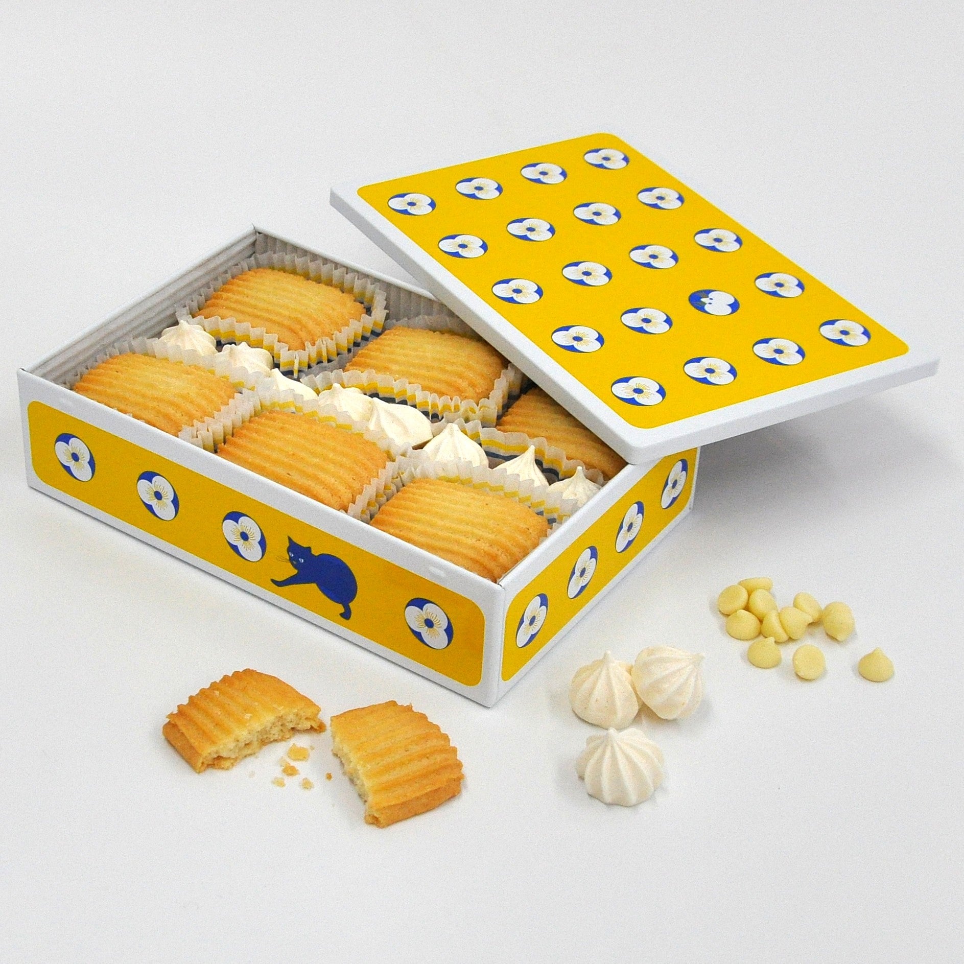 「3色のショコラ缶セット」【黄色缶】「CheesyPoche レモンハーモニー・ショコラ」【空色缶】「ショコラカントゥッチーニ缶」【コゲカン】「Cheesy Pocheショコラ＆ラズベリーメレンゲ」