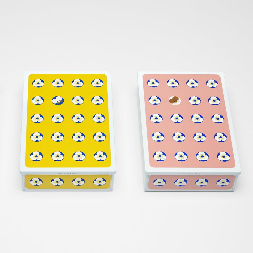 「CheesyPoche 2缶セット」〔黄色缶〕苺＆レモン / 〔コゲカン〕苺＆抹茶